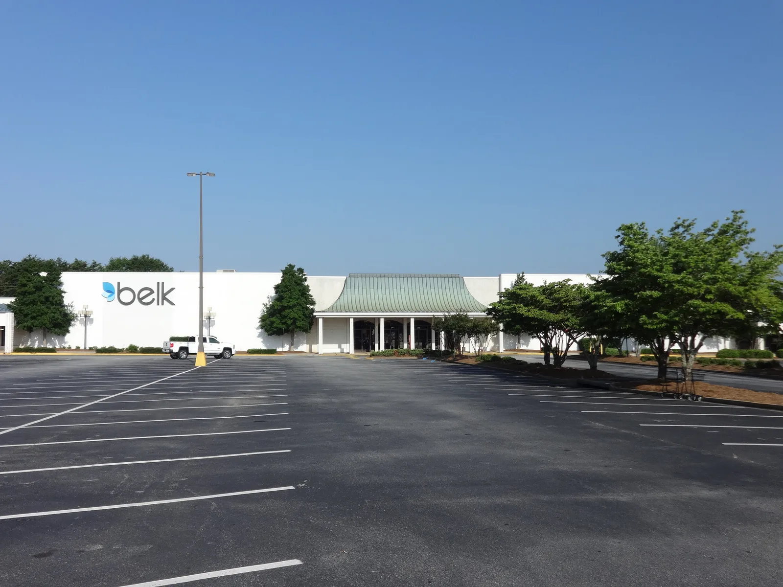 The entrance of a Belk department store in Griffin, Ga.; Belk is also one of the anchor stores at Providence Marketplace.