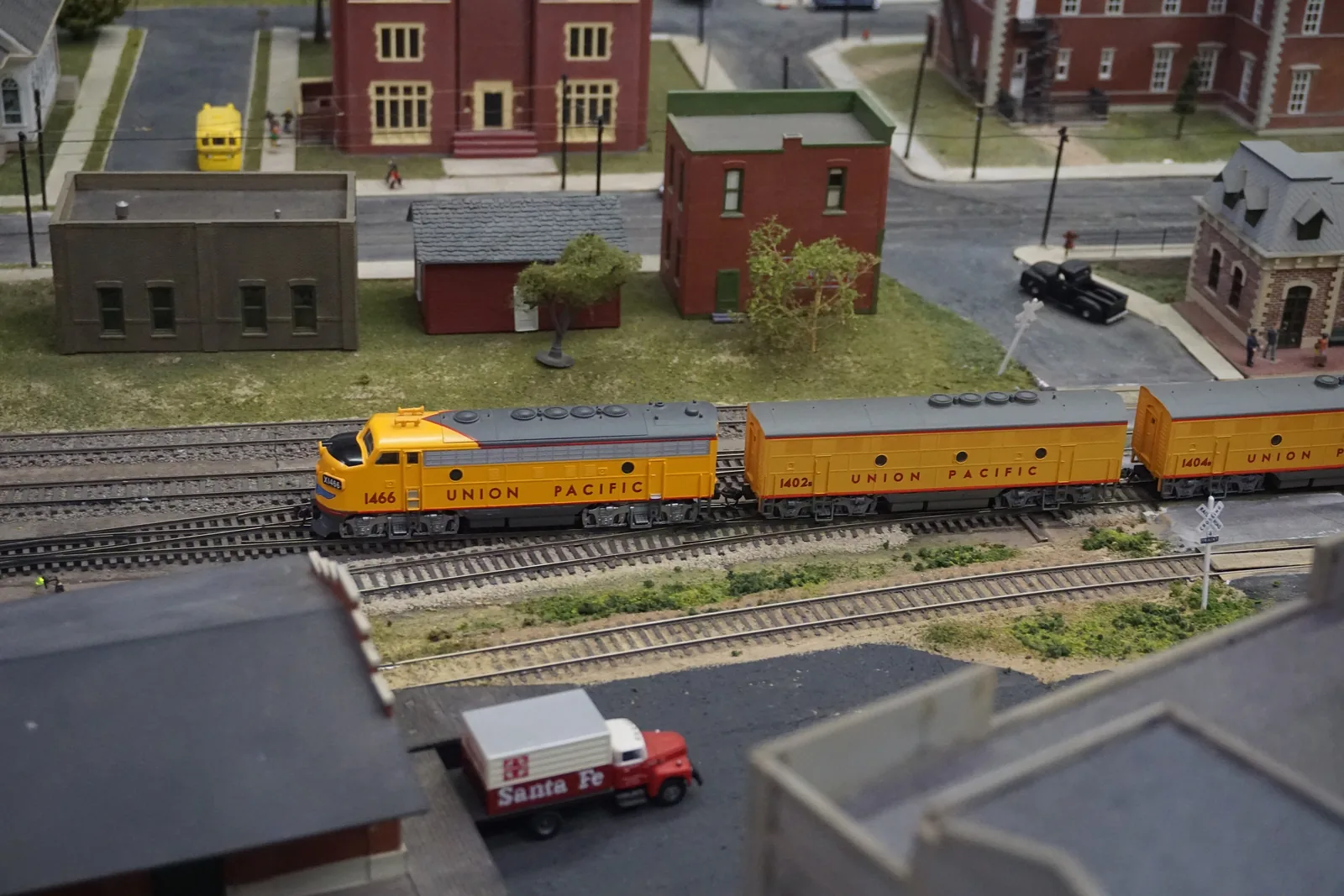 An HO-scale model railroad layout at an East Texas Model Railroad Club open house.