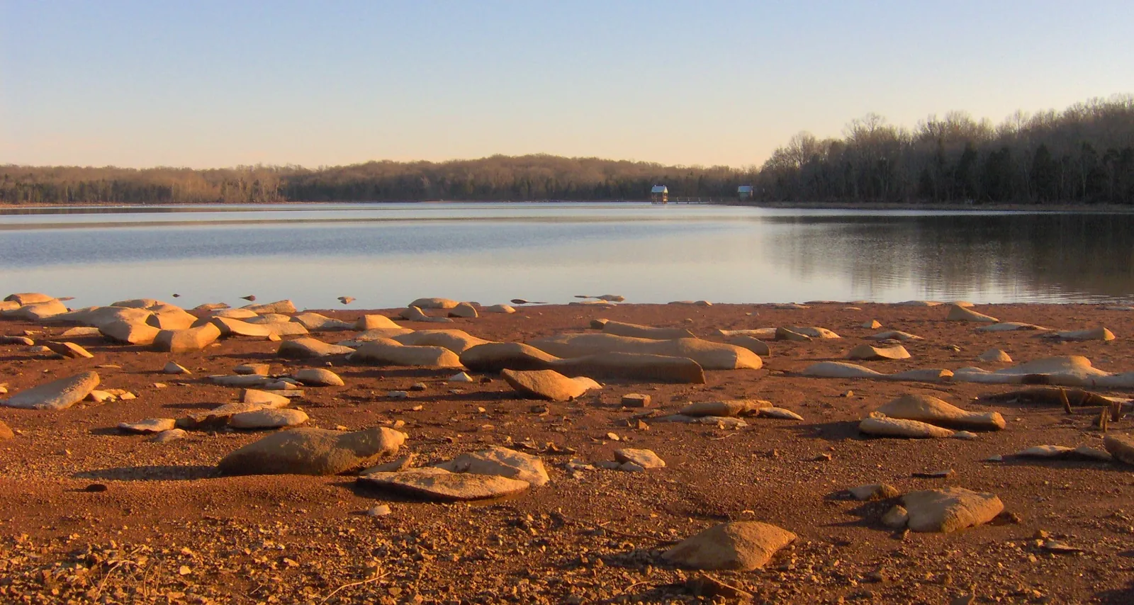 Couchville Lake, circled by a paved 2.1-mile trail, at Long Hunter State Park.